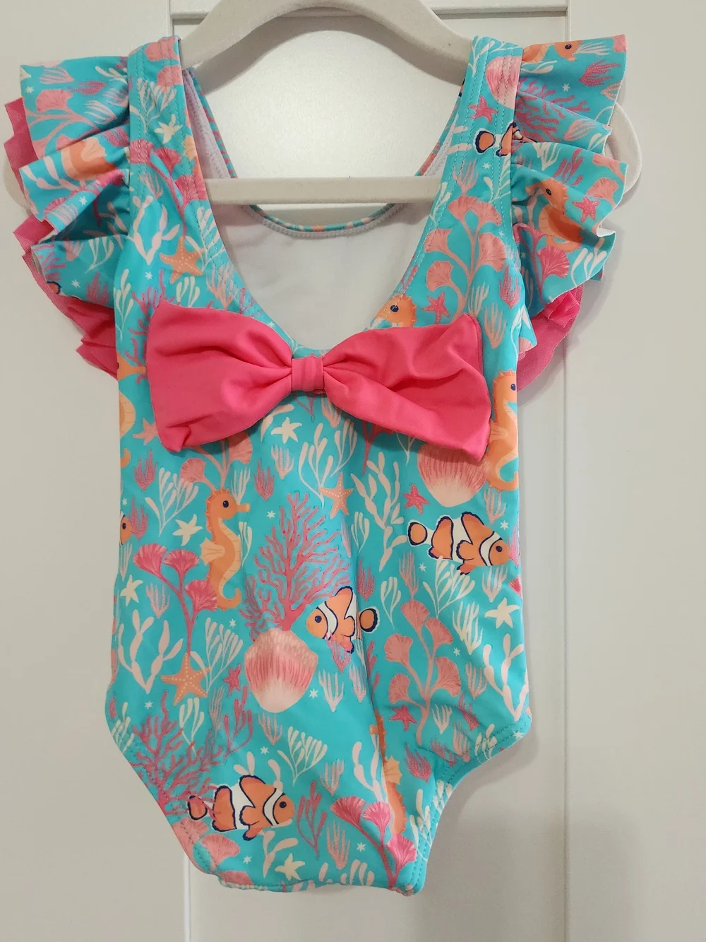 RuffleButts Seahorse Under The Sea One Piece Suit 18-24M NEW! Butterfly Sleeve.